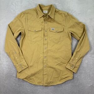 Kimes Ranch Mens Small Mustard Long Sleeve Snap Front Western Shirt Cotton Work